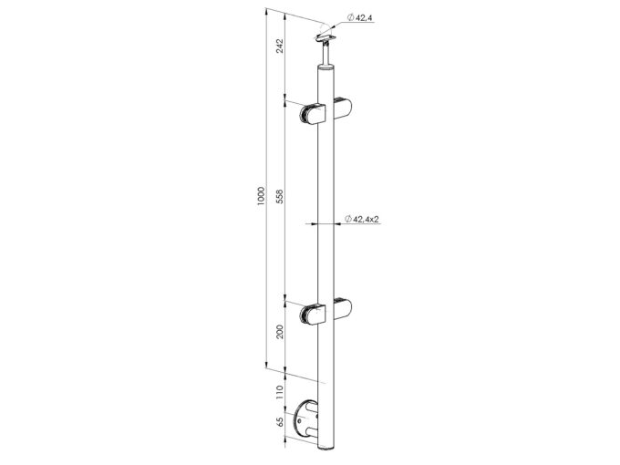 Baluster rustfrit stål - sidemonteret - 1000 mm - Image 3